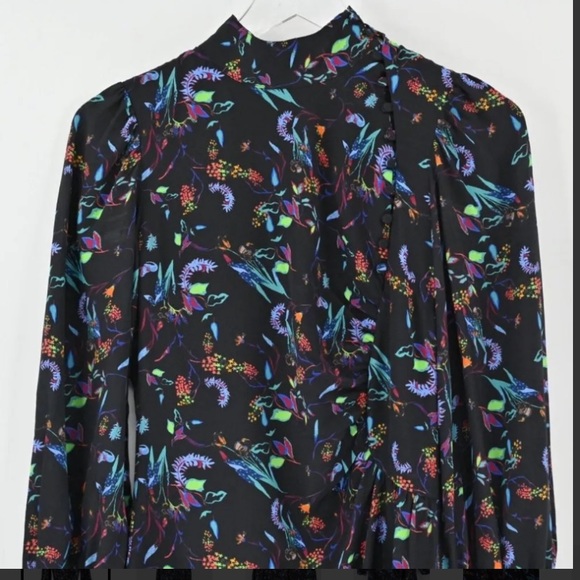 Tanya Taylor Black Clarisse Long Sleeve Silk Dress Size 4 - Picture 5 of 14